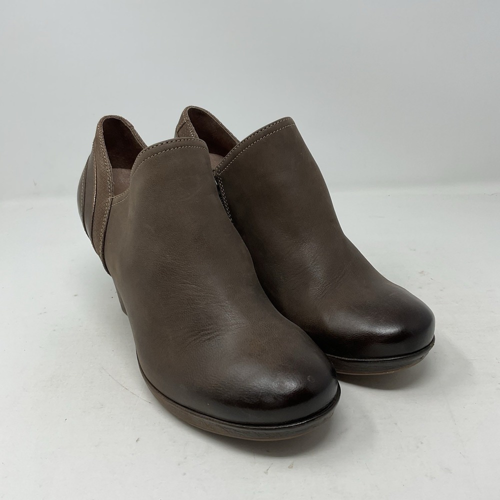 Dansko Ankle Boots Womens 39 US 8.5-9 Brown Leather Side Zip Marcia Booties Heel